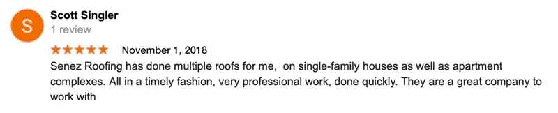 An Ed Senez Roofing Specialist Customer Review